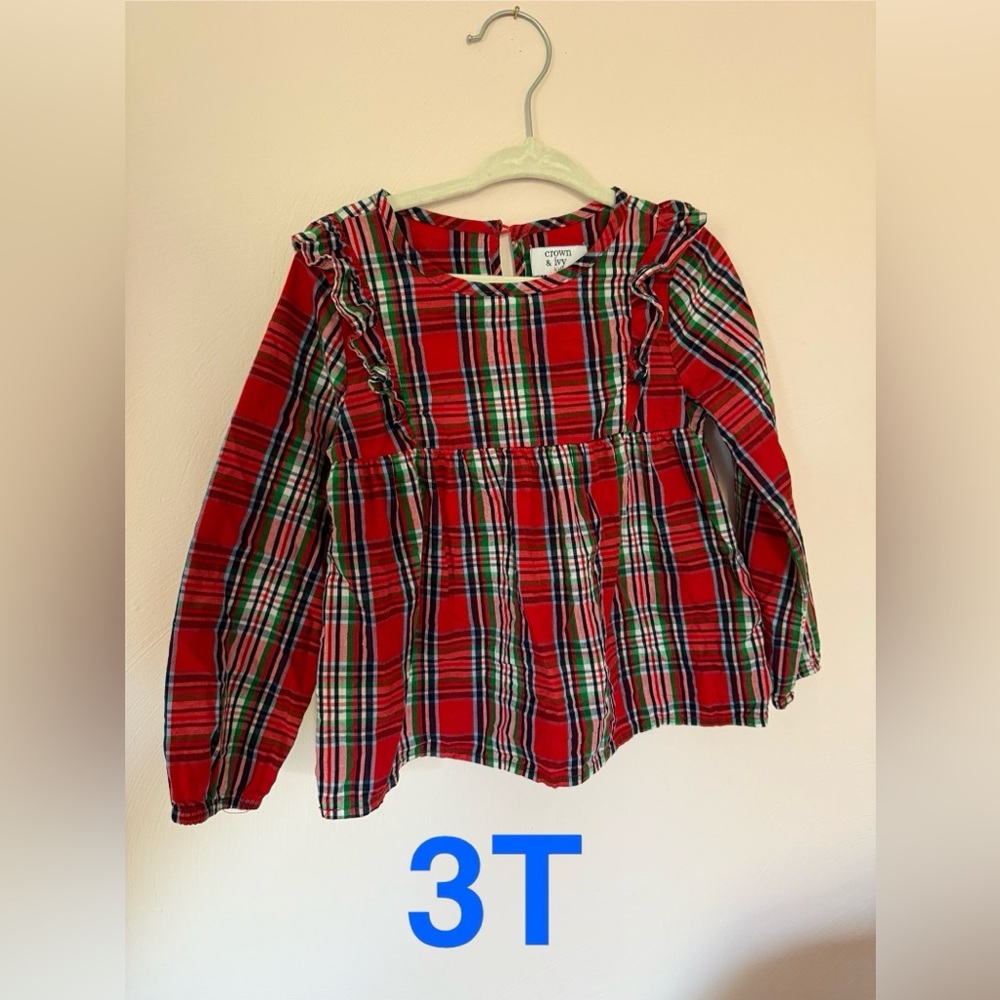Crown & Ivy Christmas blouse, toddler girl, 3T